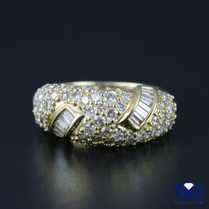 Women's Round & Baguette Diamond Cocktail Ring & Right Hand Ring In 14K Yellow Gold - Diamond Rise Jewelry