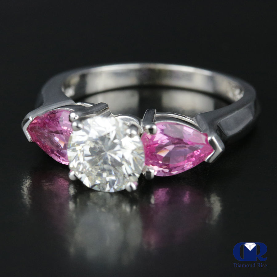 3.36 Carat Round Cut Diamond Engagement Ring In 14K White Gold - Diamond Rise Jewelry