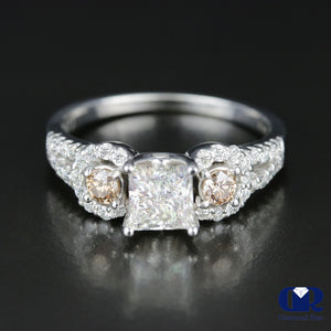 1.55 Carat princess Cut Diamond Split Shank Engagement Ring In 14K White Gold - Diamond Rise Jewelry