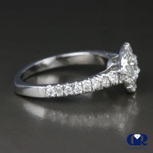 0.70 Carat Round Cut Diamond There Stone Engagement Ring In 14K White Gold - Diamond Rise Jewelry