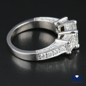 2.56 Carat Princess Cut Diamond Three Stone Engagement Ring In Platinum - Diamond Rise Jewelry