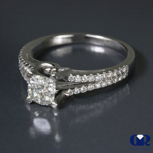 0.98 Ct Cushion Cut Diamond Split Shank Engagement Ring 18K Gold - Diamond Rise Jewelry