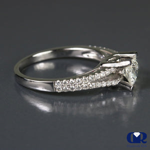 0.98 Ct Cushion Cut Diamond Split Shank Engagement Ring 18K Gold - Diamond Rise Jewelry