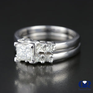 1.28 Carat Princess Cut Diamond Engagement Ring Set In 14K White Gold - Diamond Rise Jewelry