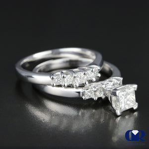 1.28 Carat Princess Cut Diamond Engagement Ring Set In 14K White Gold - Diamond Rise Jewelry