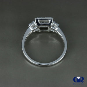0.68 Carat Princess Cut Diamond Halo Engagement Ring In 14K White Gold - Diamond Rise Jewelry