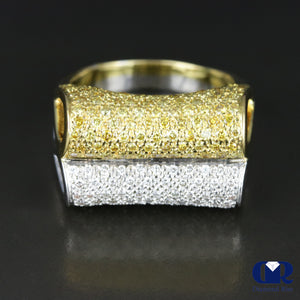 Women's Yellow & White Diamond Cocktail Ring & Right Hand Ring In 18K White & Yellow Gold - Diamond Rise Jewelry