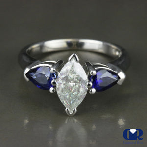 Natural 2.34 Carat Marquise Shape Diamond engagement Ring 14K White Gold