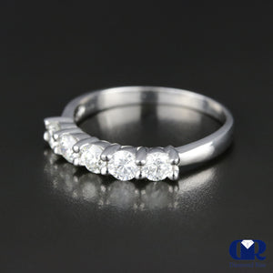 Women's Round Cut Diamond Sharing Prong Setting Wedding Anniversary Ring In Plantinum - Diamond Rise Jewelry