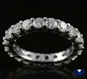 Women's Round Diamond Eternity Shared Prong Setting Wedding Band Anniversary Ring 14K White Gold - Diamond Rise Jewelry