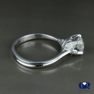 1.43 Carat Round Cut Diamond Solitaire Engagement Ring In 14K White Gold - Diamond Rise Jewelry