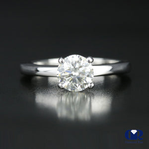1.05 Carat Round Cut Diamond 4 Prong Solitarie Engagement Ring In 14K White Gold - Diamond Rise Jewelry