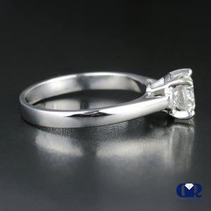 1.04 Carat Round Cut Diamond Solitaire Engagement Ring In 14K White Gold - Diamond Rise Jewelry