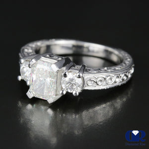 1.73 Carat Radiant Cut Diamond Three Stone Engagement Ring In 14K White Gold - Diamond Rise Jewelry
