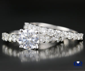 2.88 Carat Round Cut Diamond Engagement Ring Set In 14K White Gold - Diamond Rise Jewelry