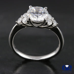 1.95 Carat Round Cut Diamond Engagement Ring In 14K White Gold - Diamond Rise Jewelry