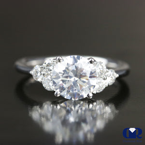 1.95 Carat Round Cut Diamond Engagement Ring In 14K White Gold - Diamond Rise Jewelry