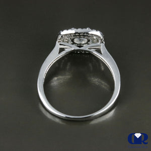 1.00 Carat Round Cut Double Halo Engagement Ring In 14K White Gold - Diamond Rise Jewelry