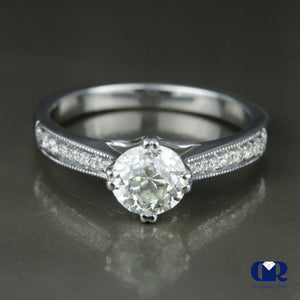1.15 Carat Round Cut Diamond Engagement Ring In 14K White Gold - Diamond Rise Jewelry