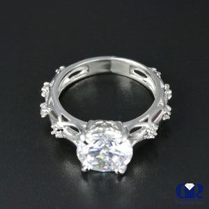 3.16 Carat Round Cut Diamond Engagement Ring In 14K White Gold - Diamond Rise Jewelry