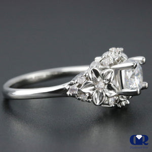 1.18 Carat Round Cut Diamond Engagement Ring In 14K White Gold - Diamond Rise Jewelry