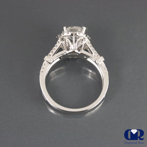 1.57 Ct Natural Round Cut Diamond Halo Engagement Ring Split Shank 18K Gold - Diamond Rise Jewelry