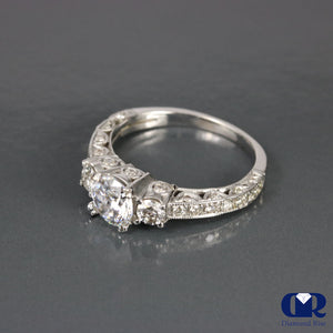 1.77 Ct Round Cut Diamond Three Stone Engagement Ring 14K White Gold - Diamond Rise Jewelry