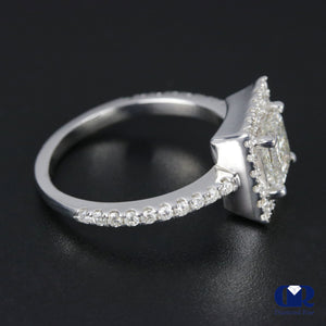 1.84 Carat Princess Cut Diamond Halo Engagement Ring In 14K White Gold - Diamond Rise Jewelry