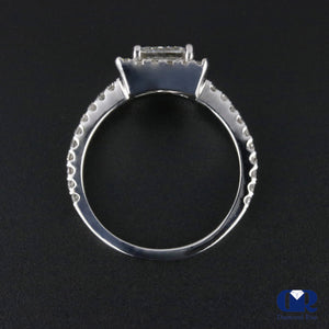 1.81 Carat Princess Cut Diamond Halo Engagement Ring 14K White Gold