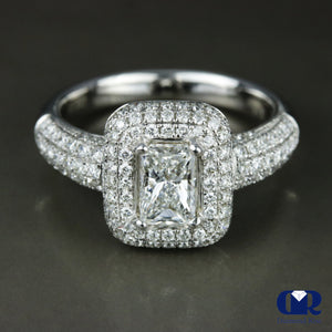 1.91 Carat Radiant Cut Diamond triple Halo Engagement Ring In 18K White Gold - Diamond Rise Jewelry