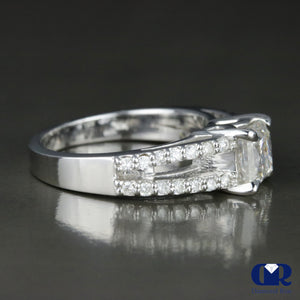 1.72 Carat Radiant Cut Diamond Split Shank Engagement Ring In 14K White Gold - Diamond Rise Jewelry