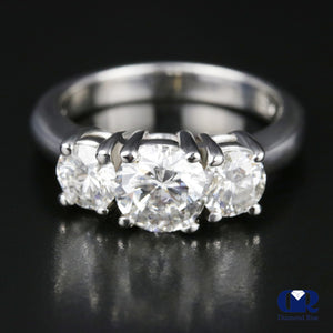 2.08 Carat Round Cut Diamond Three Stone Engagement Ring In 14K White Gold - Diamond Rise Jewelry