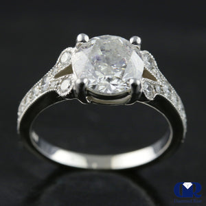 2.50 Carat Round Cut Diamond Engagement Ring In 14K White Gold - Diamond Rise Jewelry