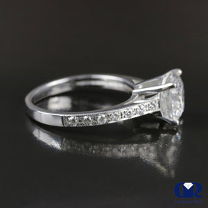 2.45 Carat Round Cut Diamond Engagement Ring In 14K White Gold - Diamond Rise Jewelry