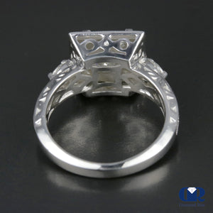 1.91 Carat Princess Cut Diamond Halo Engagement Ring In 14K White Gold - Diamond Rise Jewelry