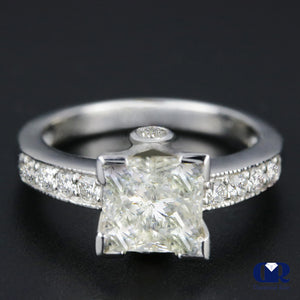 2.73 Carat Princess Cut Diamond Engagement Ring In 14K White Gold - Diamond Rise Jewelry