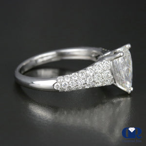 Natural 1.64 Ct Pear Shape Diamond Engagement Ring 18K White Gold