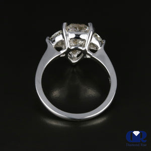 3.03 Carat Pear Cut and Half Moon Diamond Engagement Ring In 14K White Gold - Diamond Rise Jewelry
