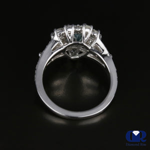 3.08 Carat Fancy Blue Pear Cut Diamond Engagement Ring In 14K White Gold - Diamond Rise Jewelry