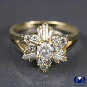 Natural 0.85 Ct Round Cut Diamond Halo Engagement Ring In 14K Gold - Diamond Rise Jewelry