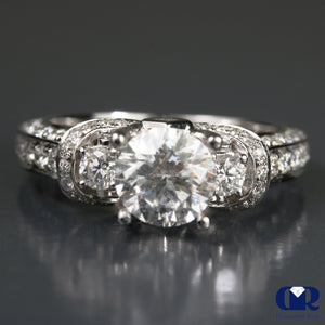 2.24 Ct Round Cut Diamond Engagement Ring In 18K White Gold - Diamond Rise Jewelry
