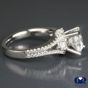 1.79 Ct Round Cut Diamond Split Shank Engagement Ring 18K White Gold - Diamond Rise Jewelry