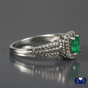 0.75 Carat Natural Emerald Stone Ring 14K White Gold - Diamond Rise Jewelry