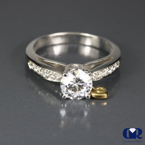 1.27 Carat Round Cut Diamond Engagement Ring 18K White Gold - Diamond Rise Jewelry