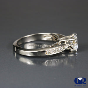 1.27 Carat Round Cut Diamond Engagement Ring 18K White Gold - Diamond Rise Jewelry