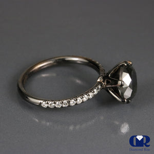 3.08 Carat Black Diamond Engagement Ring In 14K Gold