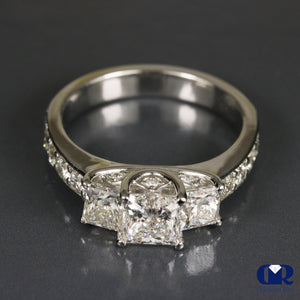 2.50 Carat Princess Cut Diamond 3 Stone Engagement Ring In Platinum