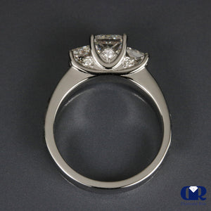 2.50 Carat Princess Cut Diamond 3 Stone Engagement Ring In Platinum
