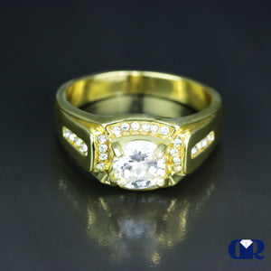Men's Round Cut Diamond Pinky Ring In 14K Yellow Gold - Diamond Rise Jewelry