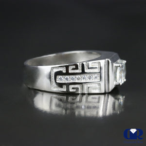 Men's Round Cut Diamond Pinky Ring In 14K White Gold - Diamond Rise Jewelry
